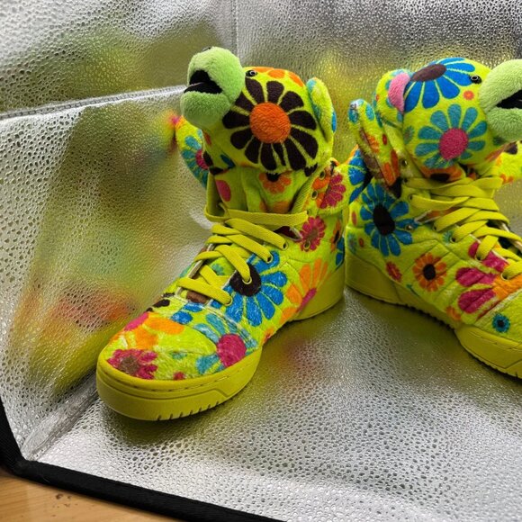 Size 6 Adidas‎ Jeremy Scott Teddy Bear Mens Green Athletic Sneakers G61076 - Picture 3 of 10